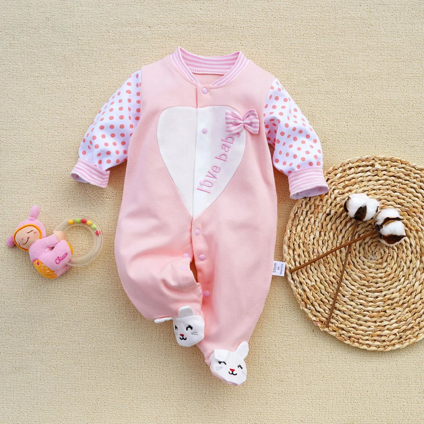 0-12Months cute Baby Rompers Newborn Girls 100%Cotton Clothes of Long Sheeve Infant Clothing Pajamas Overalls