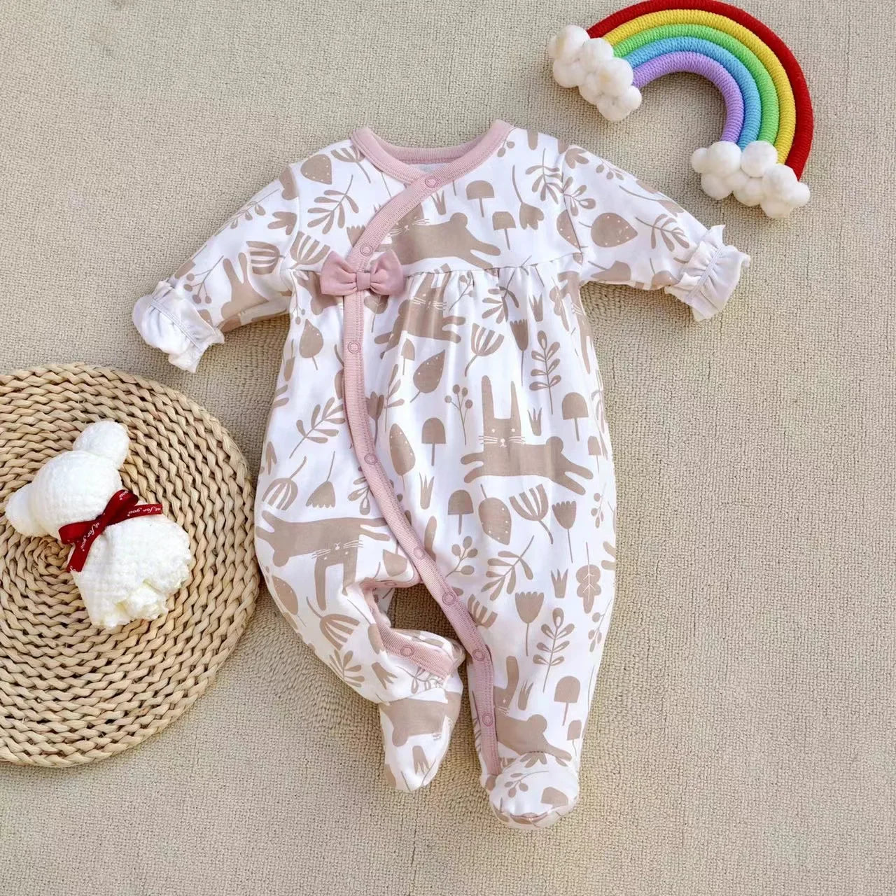 0-12Months cute Baby Rompers Newborn Girls 100%Cotton Clothes of Long Sheeve Infant Clothing Pajamas Overalls