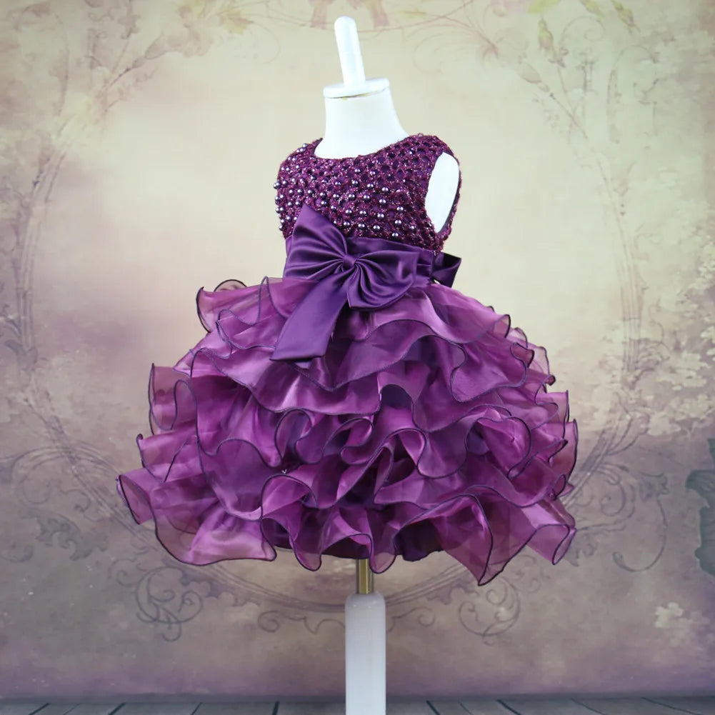 0 6 12 18 24 Months Newborn Dress Pearls Mesh Fashion Party Little Princess Baby Dress Christmas Birthday Gift New Kids Clothes