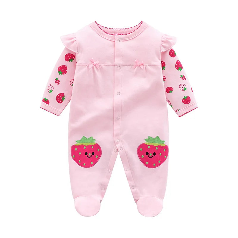0-12Months cute Baby Rompers Newborn Girls 100%Cotton Clothes of Long Sheeve Infant Clothing Pajamas Overalls