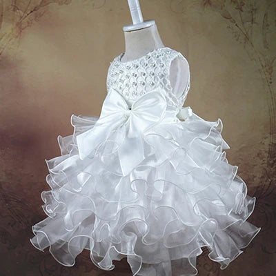 0 6 12 18 24 Months Newborn Dress Pearls Mesh Fashion Party Little Princess Baby Dress Christmas Birthday Gift New Kids Clothes
