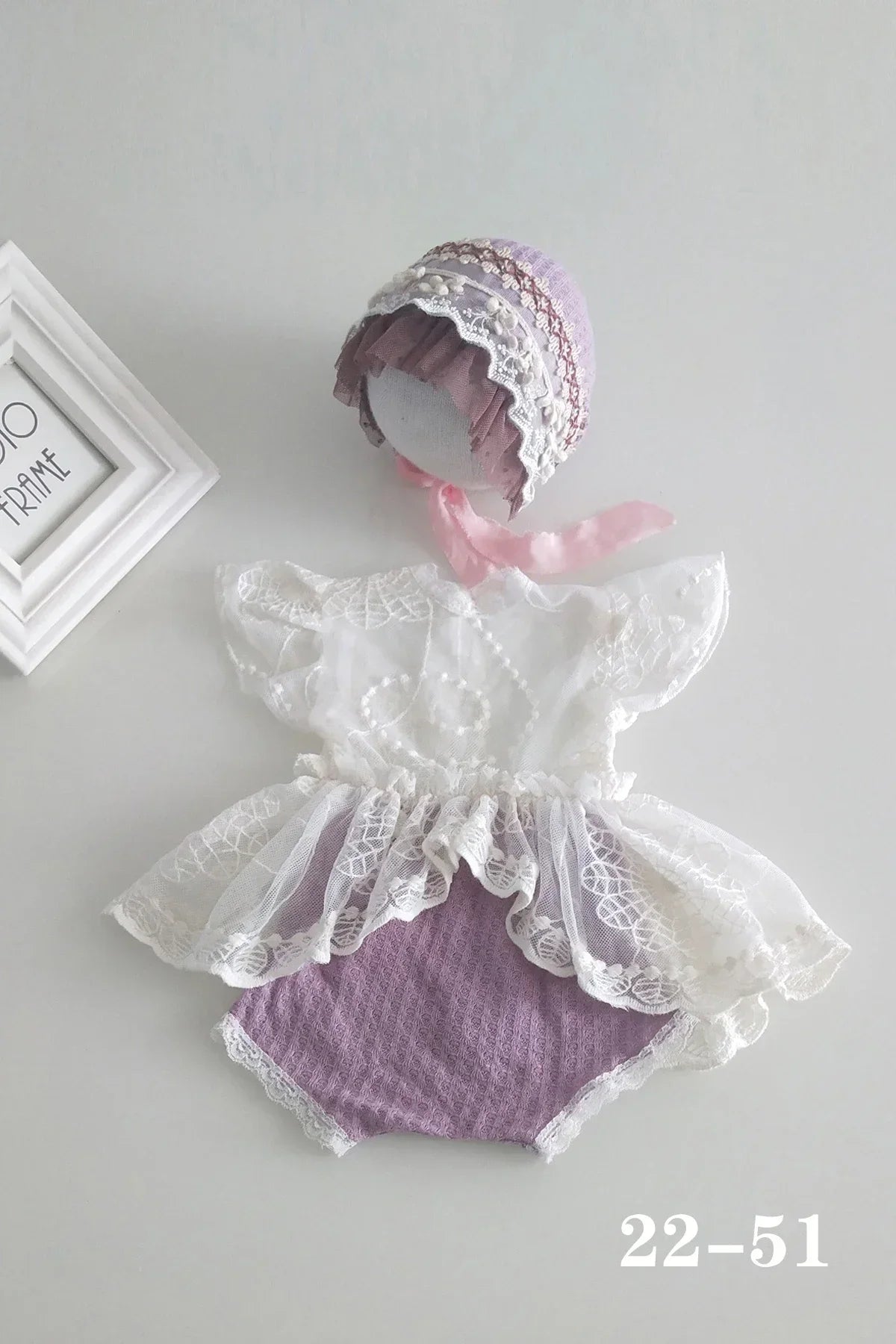 0 to 3 Months Newborn Photography Suit Baby Products Knitted Hat One Piece Dress Rompers Lace Dress Jumpsuit