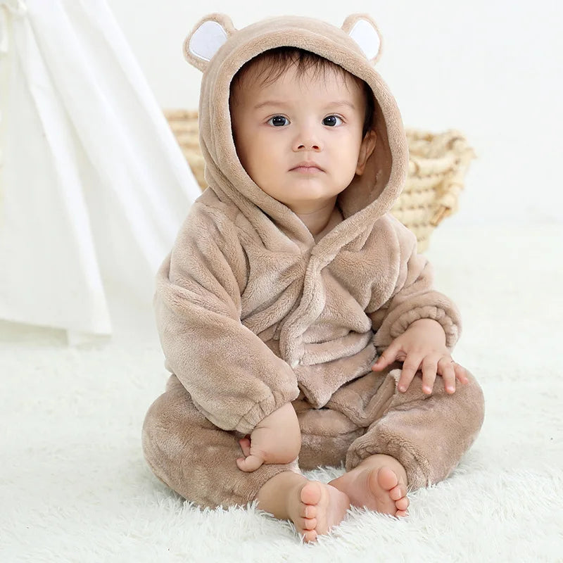 -30℃ Plus Thick Velvet Rompers Baby Padded Warm Bodysuits Clothes Winter Infant Waterproof Hooded One-Pieces Girls Boys Overalls