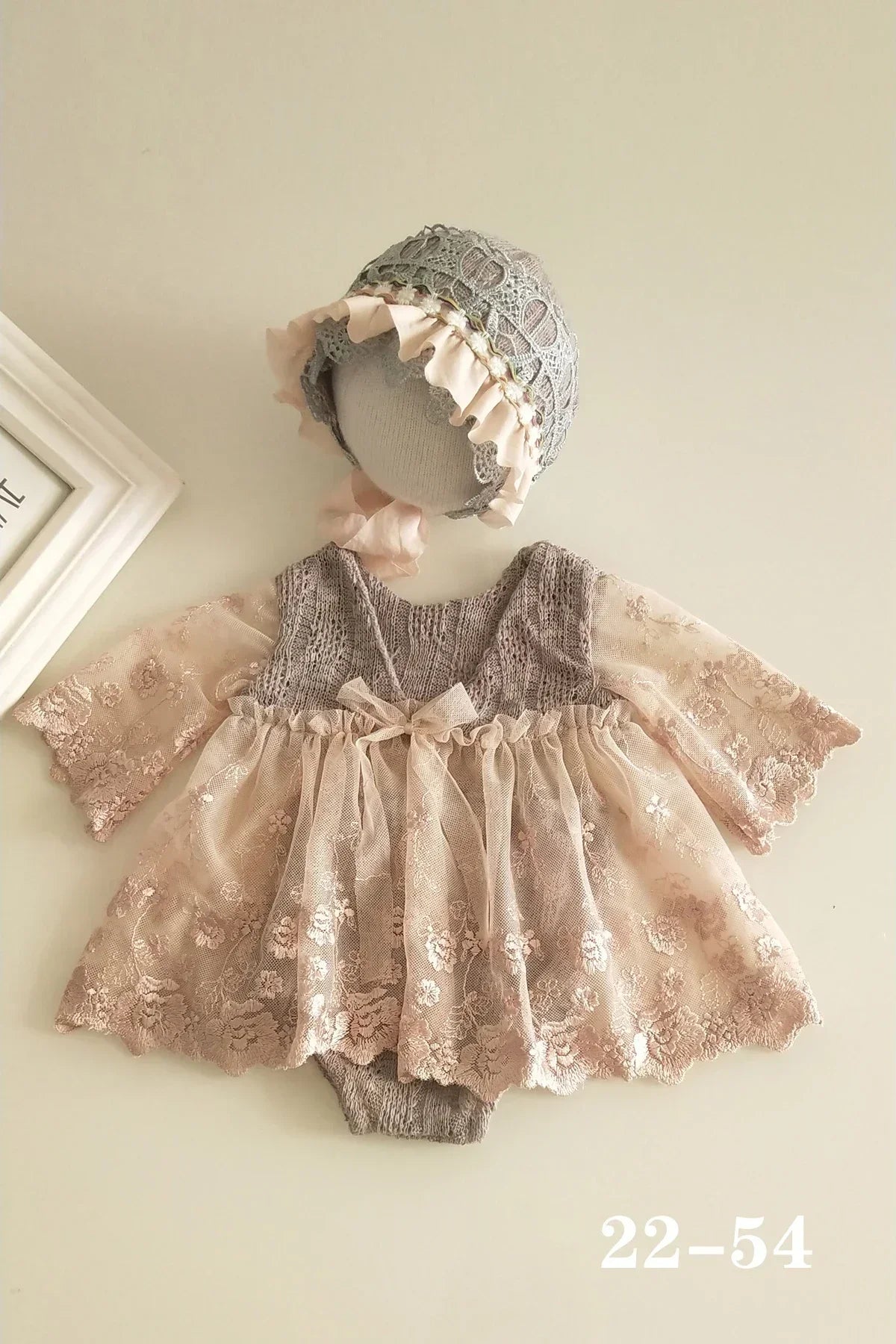 0 to 3 Months Newborn Photography Suit Baby Products Knitted Hat One Piece Dress Rompers Lace Dress Jumpsuit