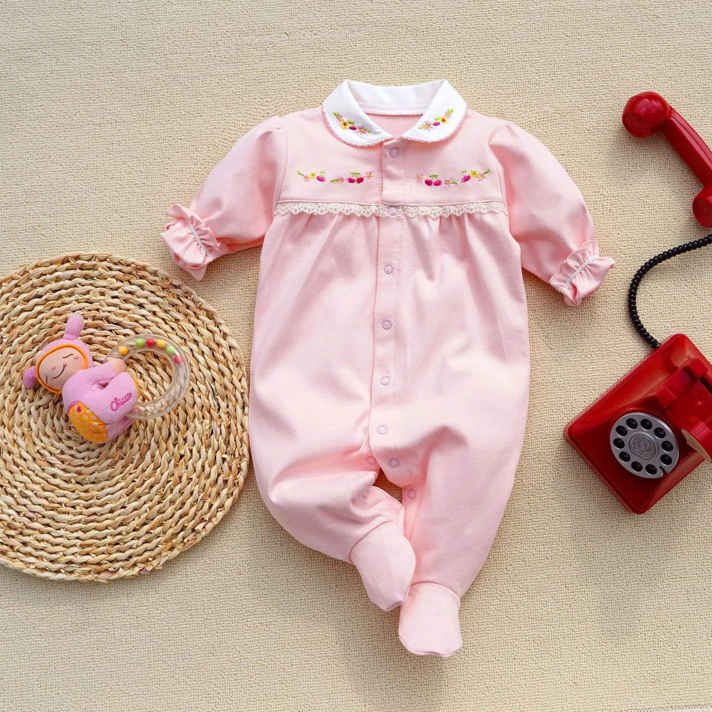 0-12Months cute Baby Rompers Newborn Girls 100%Cotton Clothes of Long Sheeve Infant Clothing Pajamas Overalls