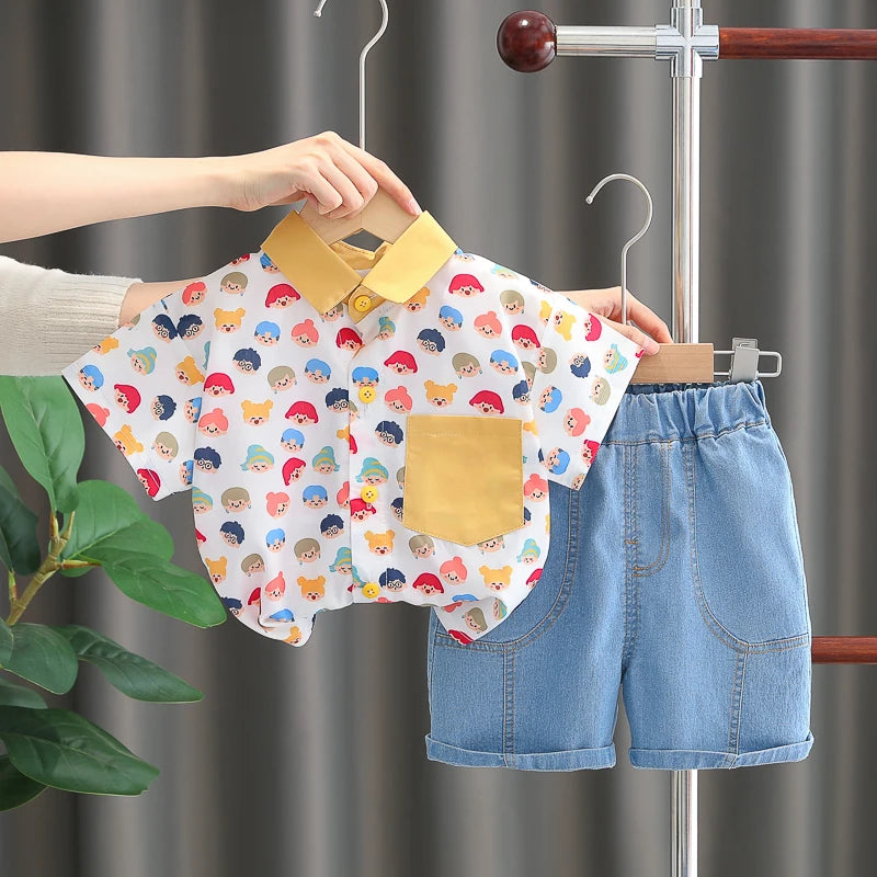 Children Boys Casual dinosaur Shirt Shorts 2Pcs/Sets New Summer Baby Clothes Suit Toddler Costume Infant Outfits Kids Tracksuits