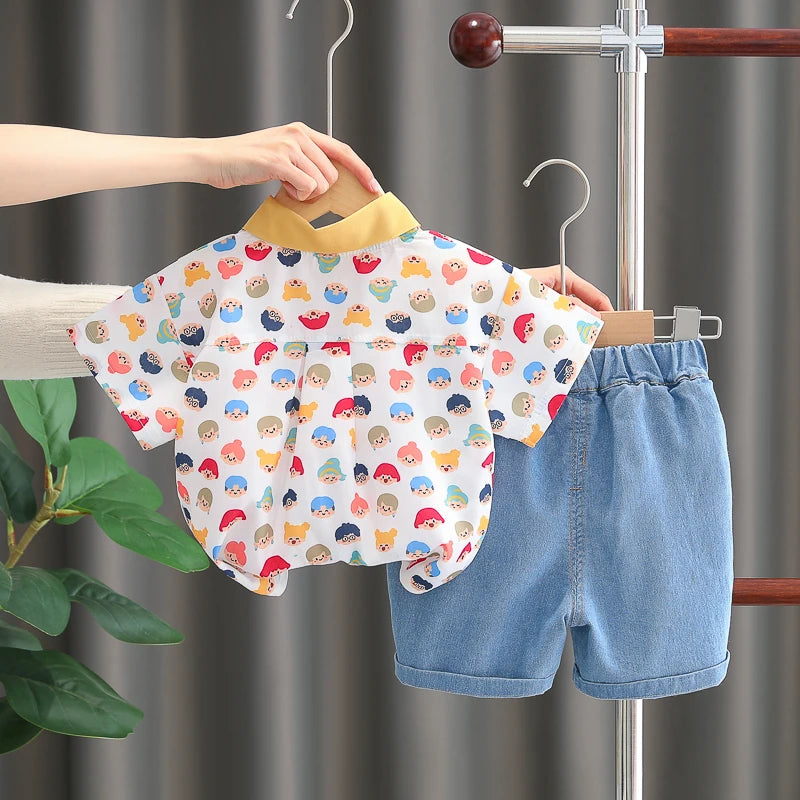 Children Boys Casual dinosaur Shirt Shorts 2Pcs/Sets New Summer Baby Clothes Suit Toddler Costume Infant Outfits Kids Tracksuits