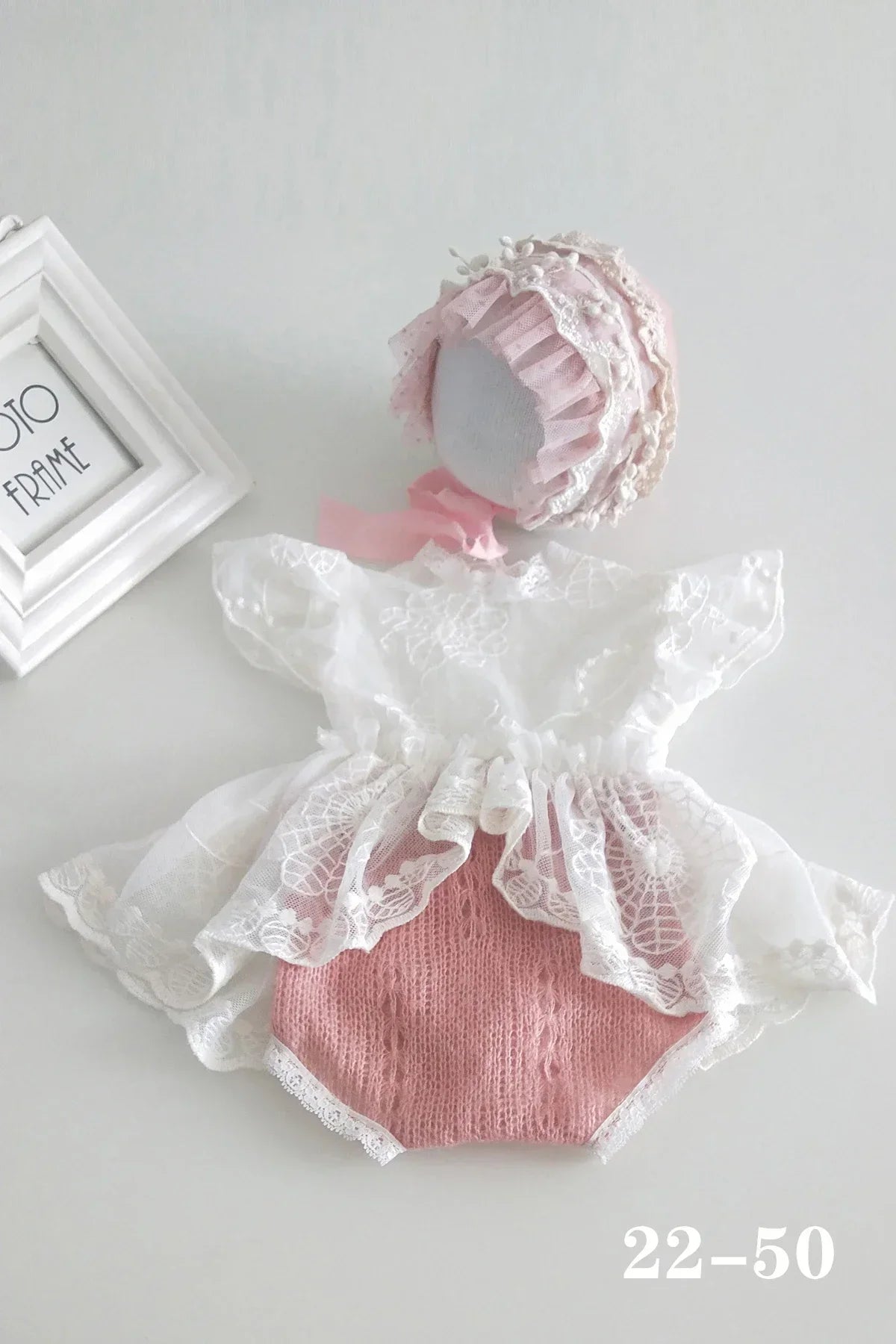 0 to 3 Months Newborn Photography Suit Baby Products Knitted Hat One Piece Dress Rompers Lace Dress Jumpsuit