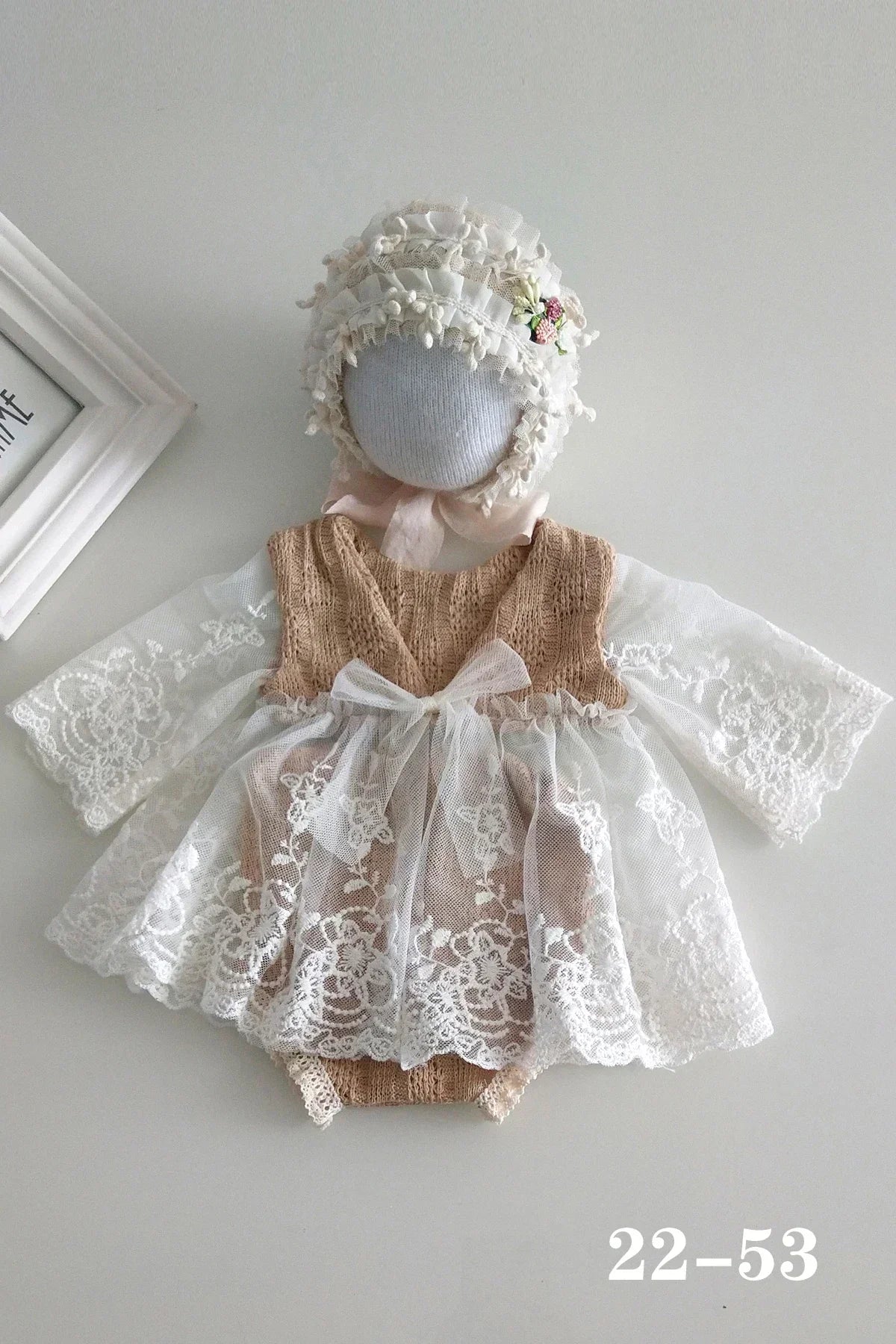 0 to 3 Months Newborn Photography Suit Baby Products Knitted Hat One Piece Dress Rompers Lace Dress Jumpsuit