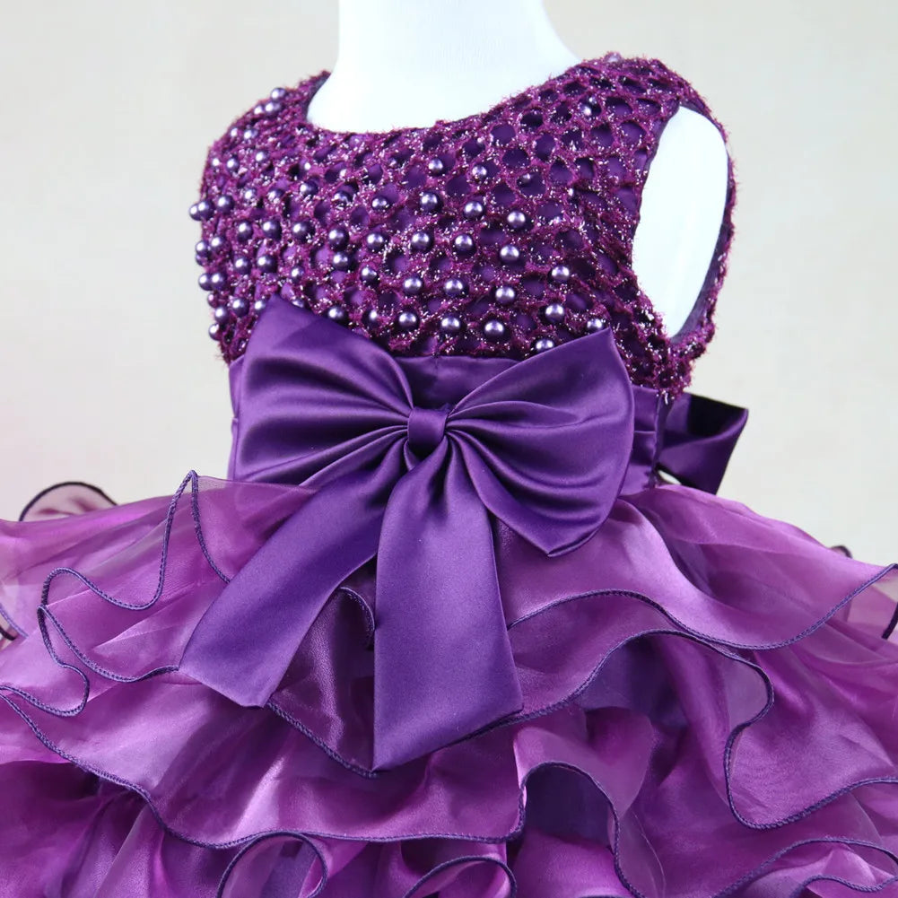 0 6 12 18 24 Months Newborn Dress Pearls Mesh Fashion Party Little Princess Baby Dress Christmas Birthday Gift New Kids Clothes