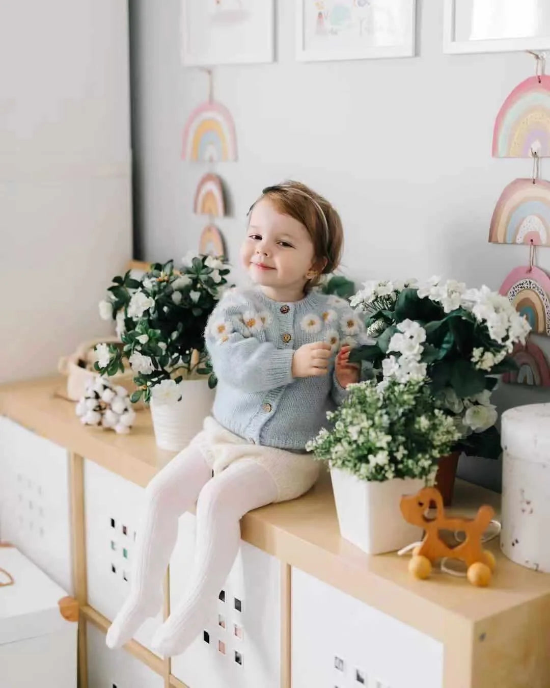 MILANCEL Autumn Baby Clothes Embroidered Cardigan Little Daisy Sweater