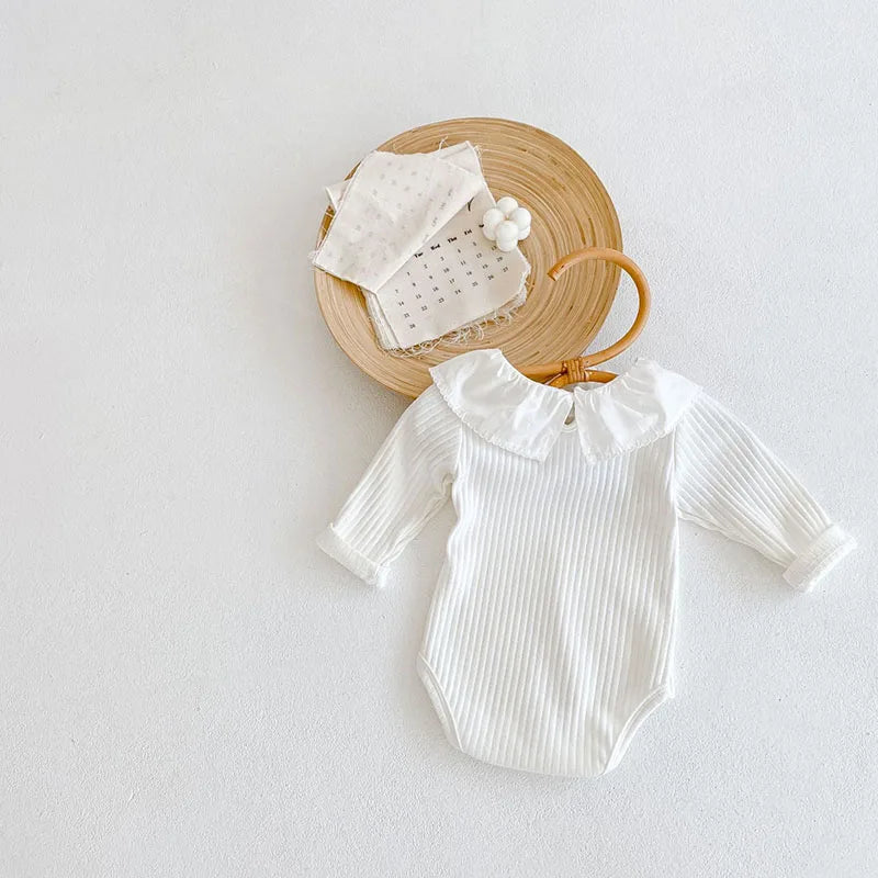MILANCEL Spring New Baby Clothes Brief Bodysuits Toddler One Piece Ruffle Collar Girls Clothing