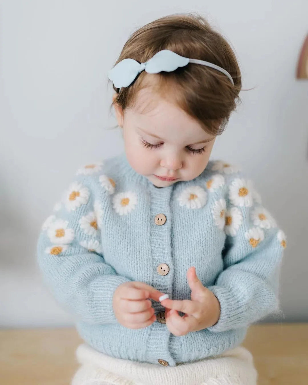 MILANCEL Autumn Baby Clothes Embroidered Cardigan Little Daisy Sweater
