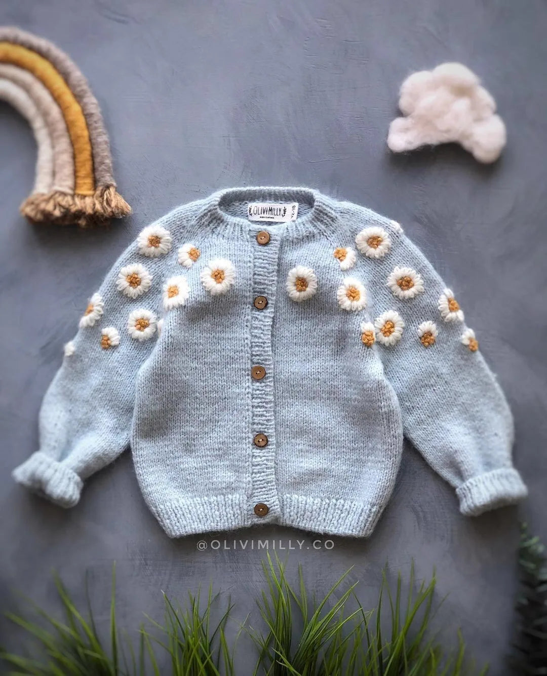MILANCEL Autumn Baby Clothes Embroidered Cardigan Little Daisy Sweater