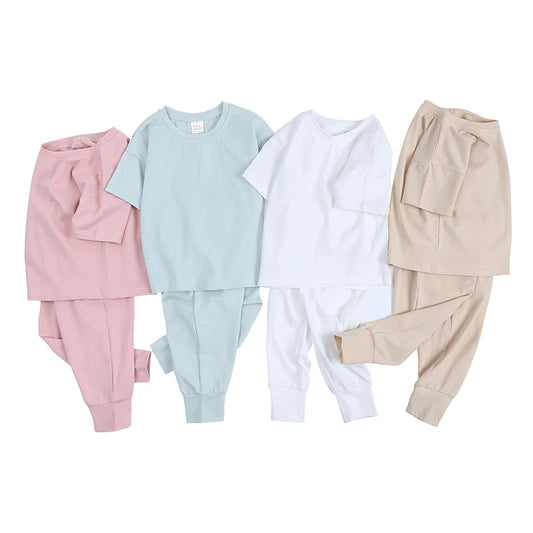 Essential Kids Boys Tracksuit Baby Girls Clothes Children Clothing Set Plain Top Sweatshirt+Pants Sportsuits For Teens Costumes