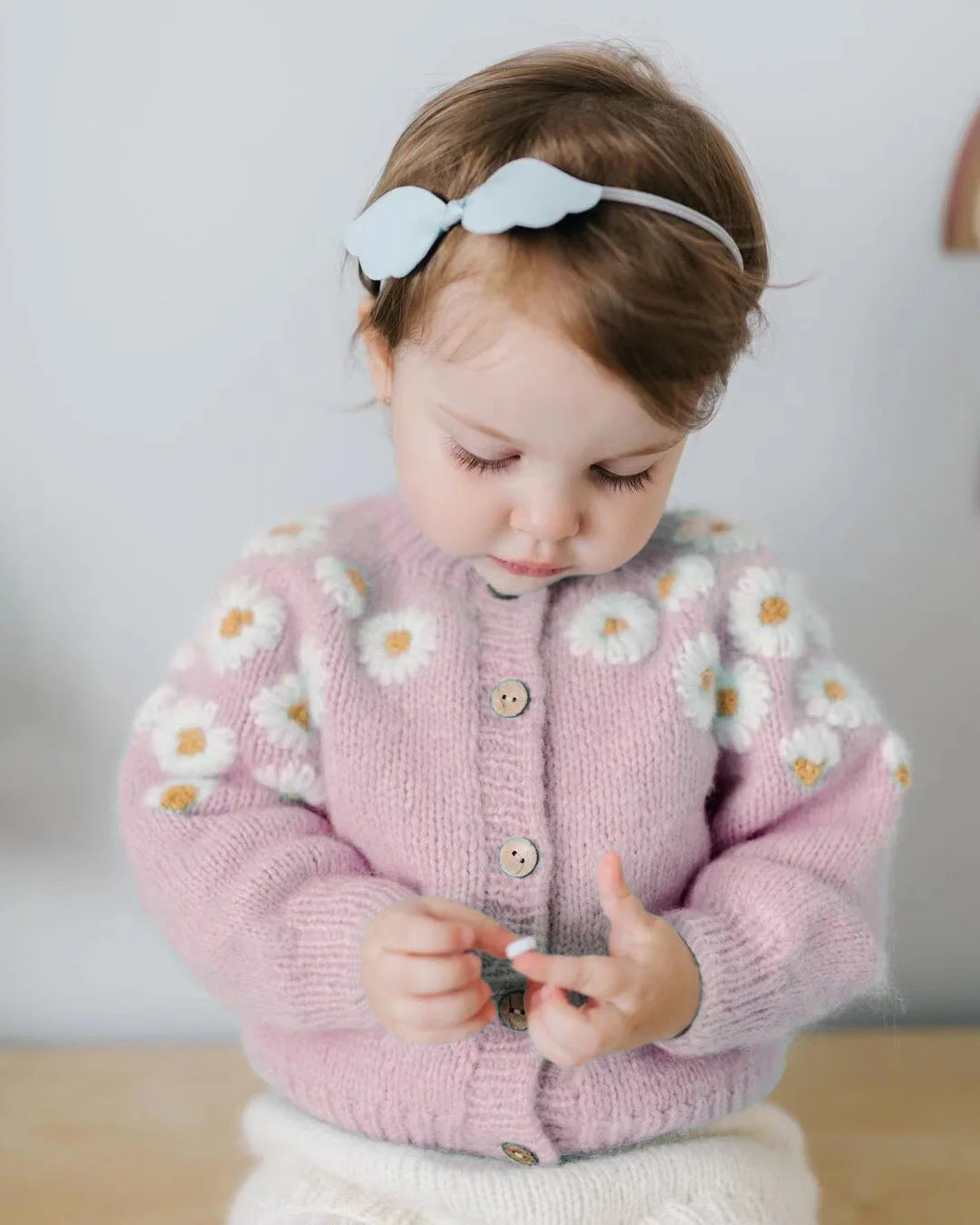 MILANCEL Autumn Baby Clothes Embroidered Cardigan Little Daisy Sweater
