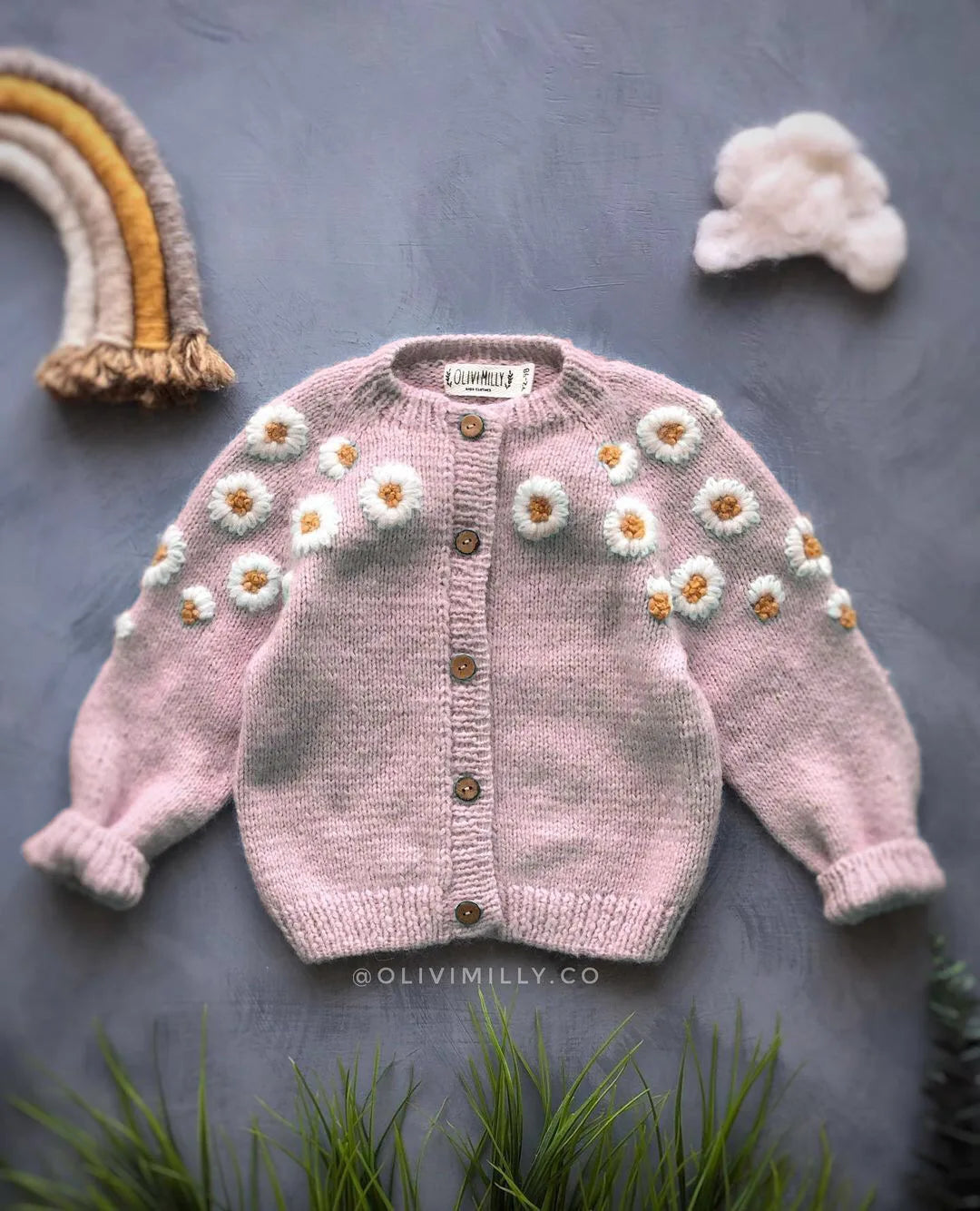 MILANCEL Autumn Baby Clothes Embroidered Cardigan Little Daisy Sweater