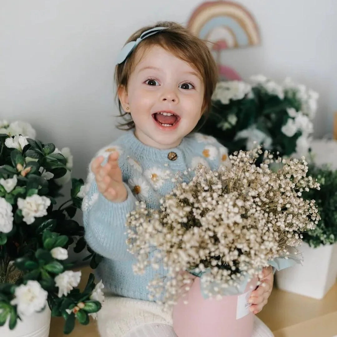 MILANCEL Autumn Baby Clothes Embroidered Cardigan Little Daisy Sweater