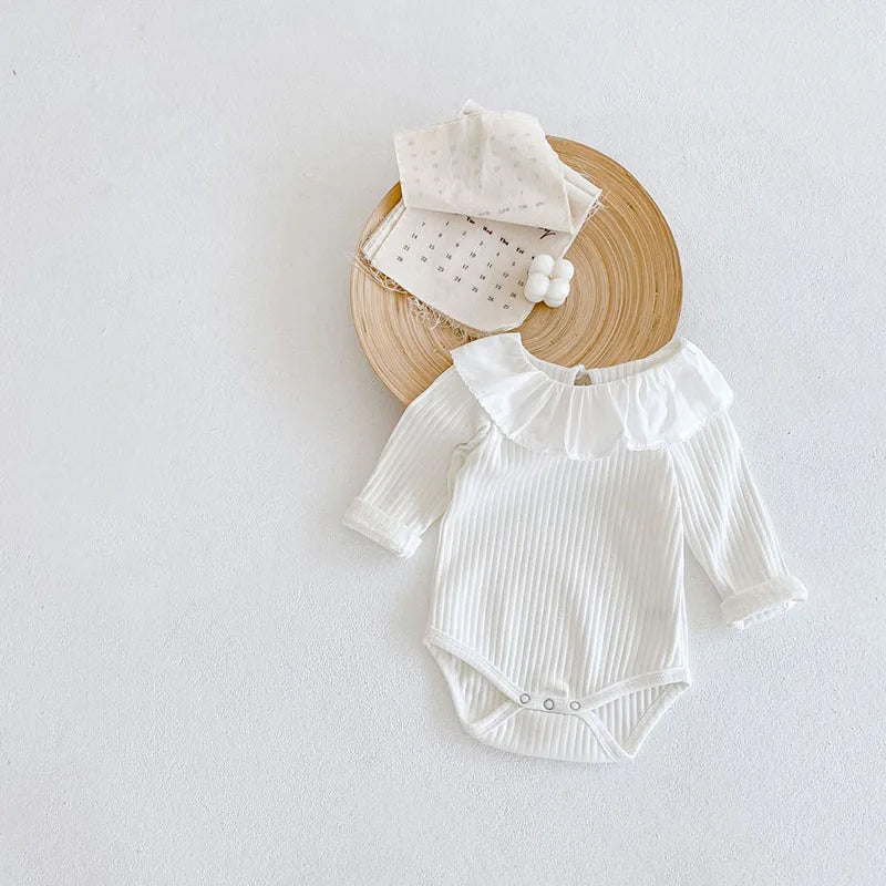 MILANCEL Spring New Baby Clothes Brief Bodysuits Toddler One Piece Ruffle Collar Girls Clothing