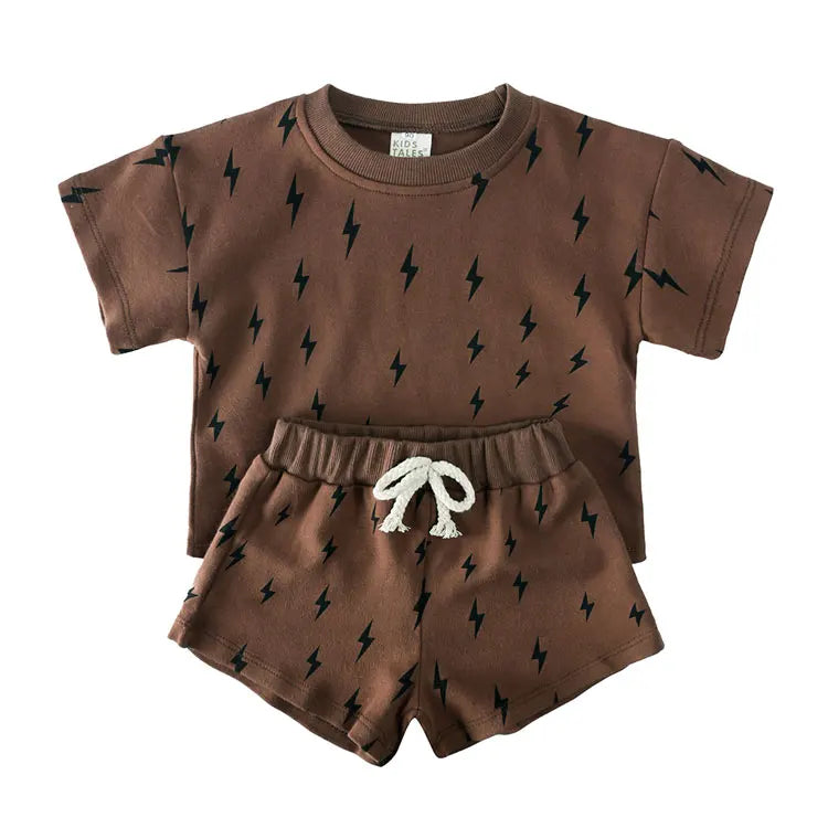 Elvesnest Kids Clothes Girls Outfit Set Cotton Linen Short Sleeve Tops Shorts Summer Baby Boy Clothes Children Clothing 1-8Years
