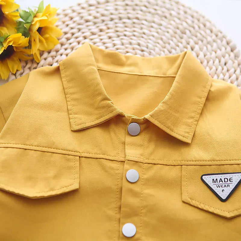 Summer Toddler Baby Boys Girls Short Sleeve Solid Jacket Clothes Set Solid Boys Girl Casual Shorts 2pcs Suit Cute Kids Outfits