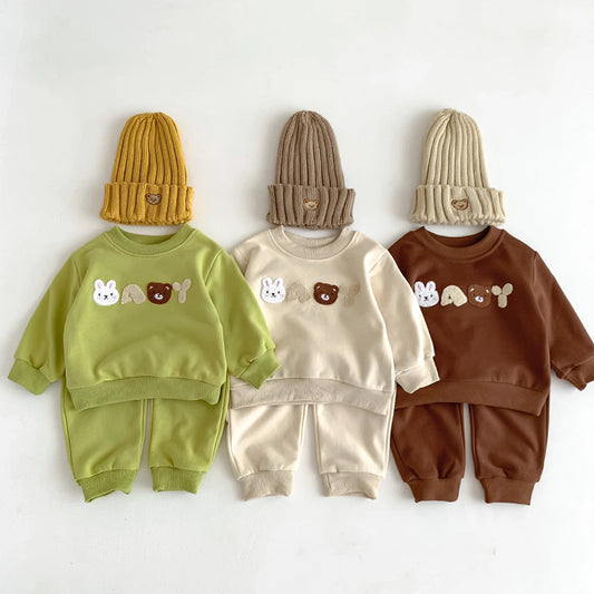 Melario Korea Baby Boys Clothing Sets Spring Autumn Cotton Clothes Children Sweatshirt Baby Girls Pullover Tops+ Pant Suits 2PCS