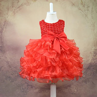 0 6 12 18 24 Months Newborn Dress Pearls Mesh Fashion Party Little Princess Baby Dress Christmas Birthday Gift New Kids Clothes
