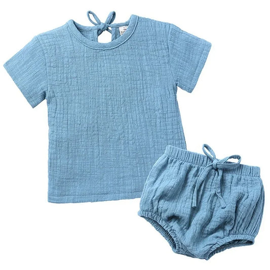 2024 Soft Cotton Linen Baby Boys Suit Casual Children Tee Tops Hot Shorts 2PCS Kid Girls Clothes Set Toddler Girl Clothing