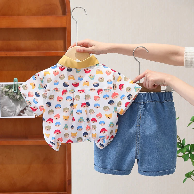 Children Boys Casual dinosaur Shirt Shorts 2Pcs/Sets New Summer Baby Clothes Suit Toddler Costume Infant Outfits Kids Tracksuits