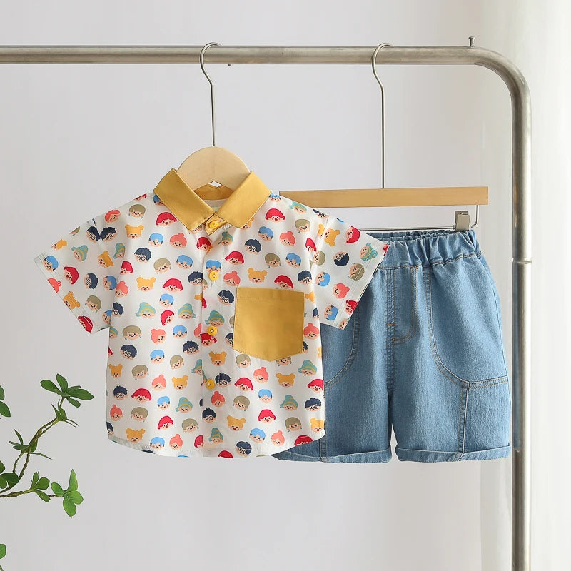 Children Boys Casual dinosaur Shirt Shorts 2Pcs/Sets New Summer Baby Clothes Suit Toddler Costume Infant Outfits Kids Tracksuits