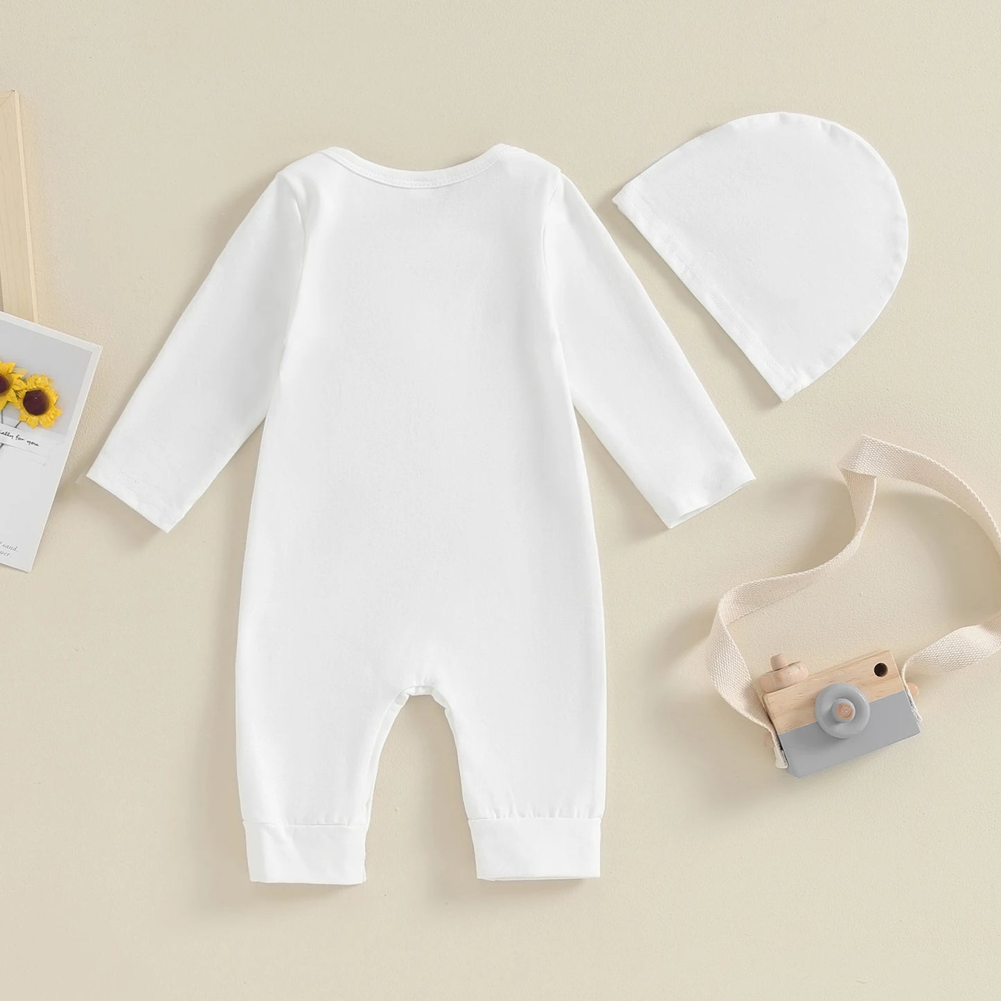 VISgogo 2 cs Newborn Rompers Spring Autumn Baby Girl Clothes Floral Cotton Blend  Jumpsuit Overall + Hat Suit for 0-18 months