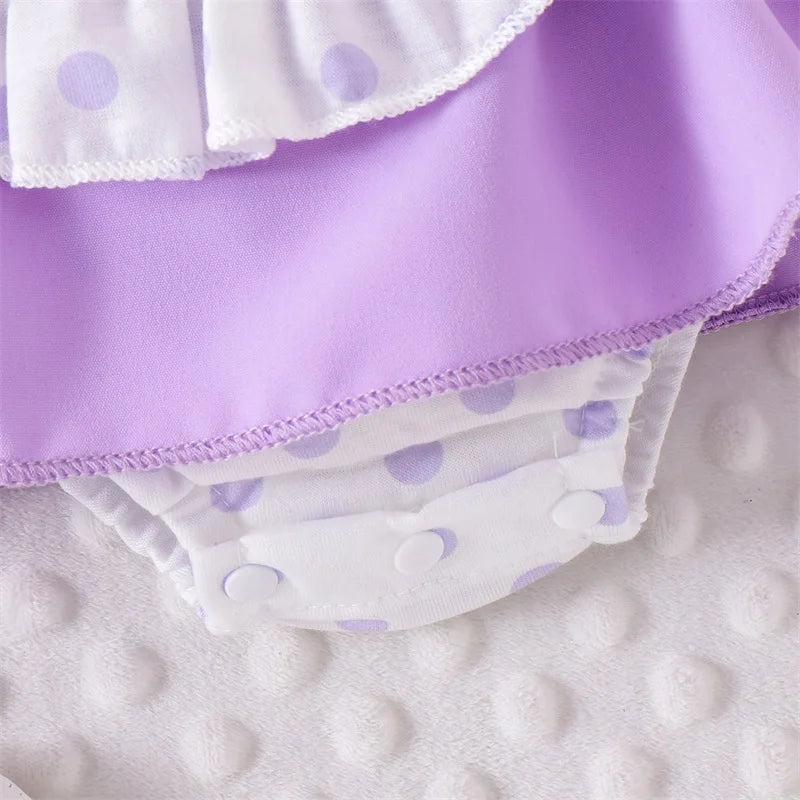 0-18M Infant Baby Girl Romper Dress Bear Patch Ruffle Short Sleeve Bodysuit with Bow Headband 2Pcs Summer Clothes