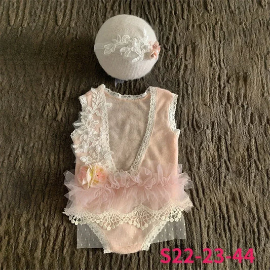 0-3month Baby Girl Clothes Princess Dress Newborn Photography Prop Outfit Headband Romper Bodysuits  Photo Shoot Accessories