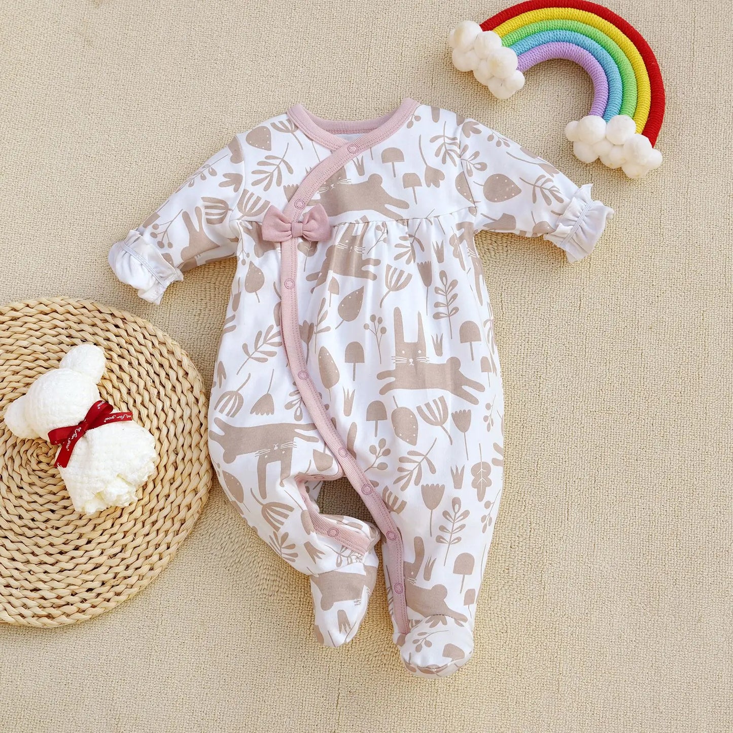 0-12Months cute Baby Rompers Newborn Girls 100%Cotton Clothes of Long Sheeve Infant Clothing Pajamas Overalls