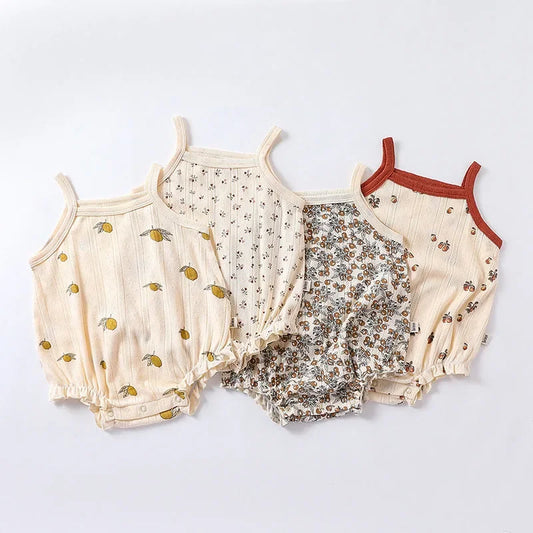 0-24M Newborn Kid Baby Romper Girls Boys Summer Clothes Sleeveless Off Shoulder Jumpsuit Cute Sweet Bodysuit Outfit