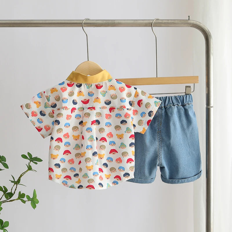 Children Boys Casual dinosaur Shirt Shorts 2Pcs/Sets New Summer Baby Clothes Suit Toddler Costume Infant Outfits Kids Tracksuits