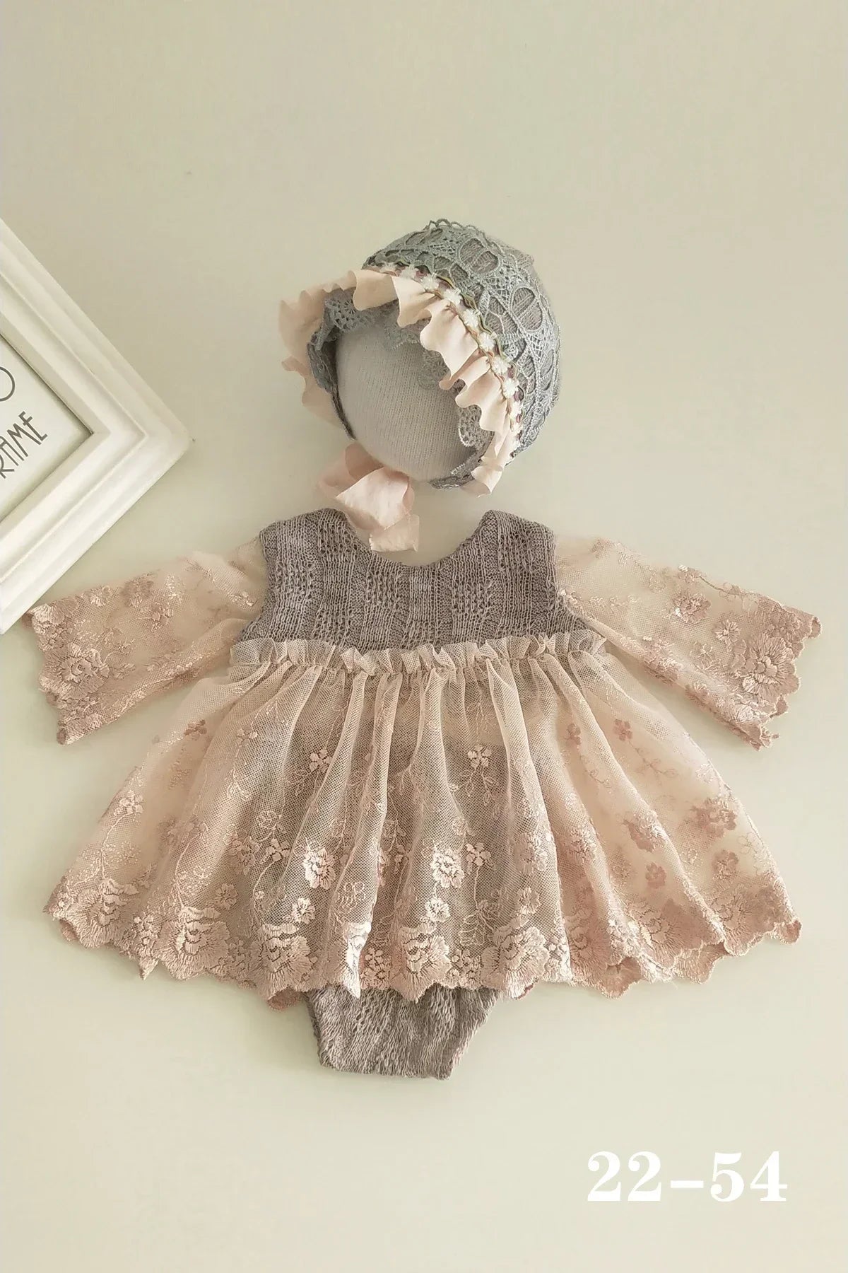 0 to 3 Months Newborn Photography Suit Baby Products Knitted Hat One Piece Dress Rompers Lace Dress Jumpsuit
