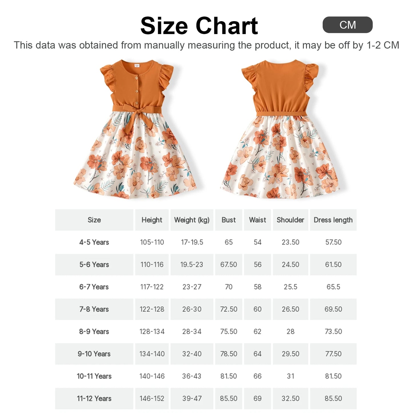 PatPat Girl Kids Dress Girl Dresses for Very Elegant Party Ruffled Floral Print Splice Belted Flutter-sleeve Dress Girl Clothing
