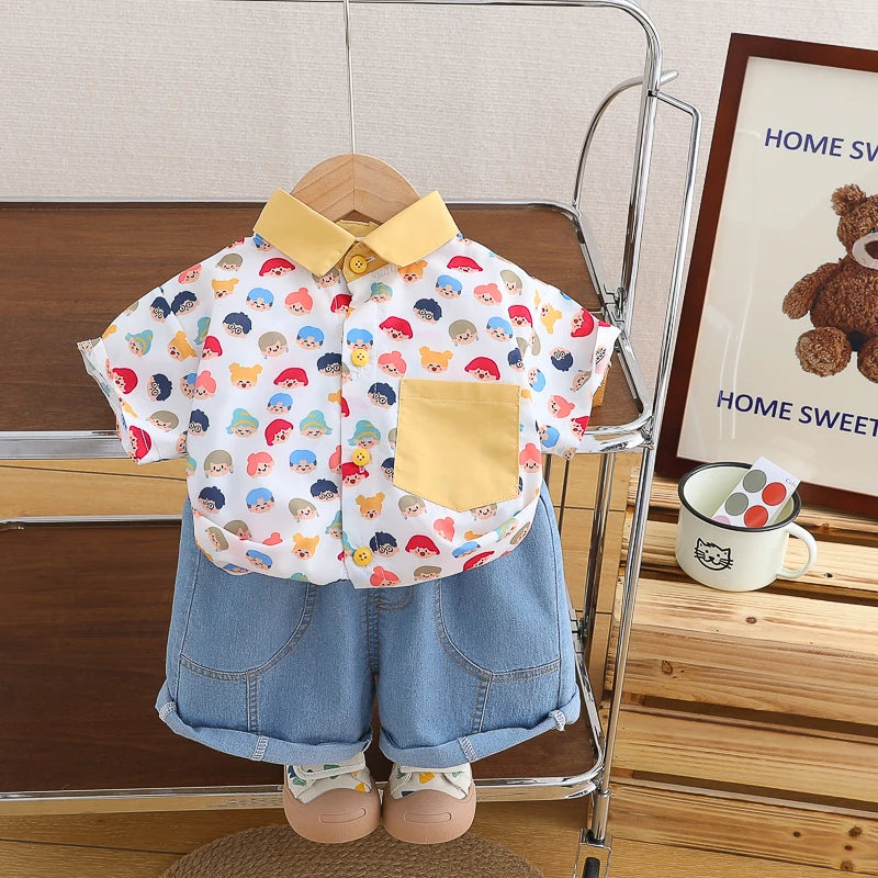 Children Boys Casual dinosaur Shirt Shorts 2Pcs/Sets New Summer Baby Clothes Suit Toddler Costume Infant Outfits Kids Tracksuits