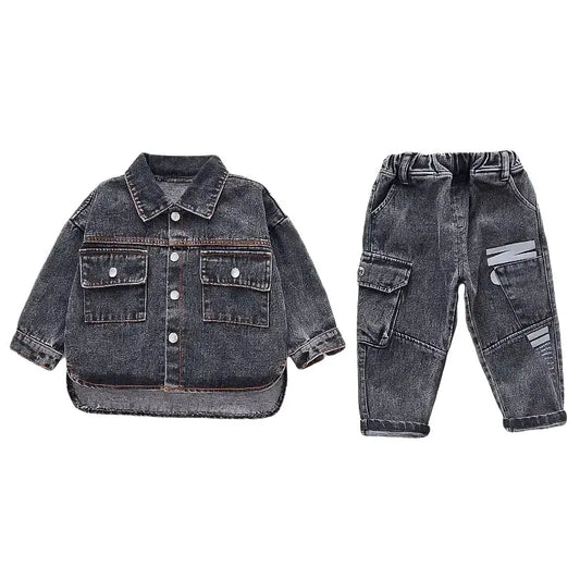 2023 Spring Autumn Children Clothes Boys Suit Denim Cartoon coat+ Jeans Pants 2Pcs/Set Infant Casual Outfits Kids Sportswear